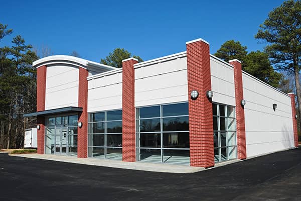 White and Brick Small Commercial Building